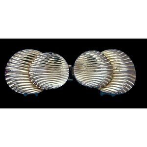 1982 Mimi Di N Gold-Tone Shell Design Belt Buckle 4.5" ( 2" each piece) Vintage